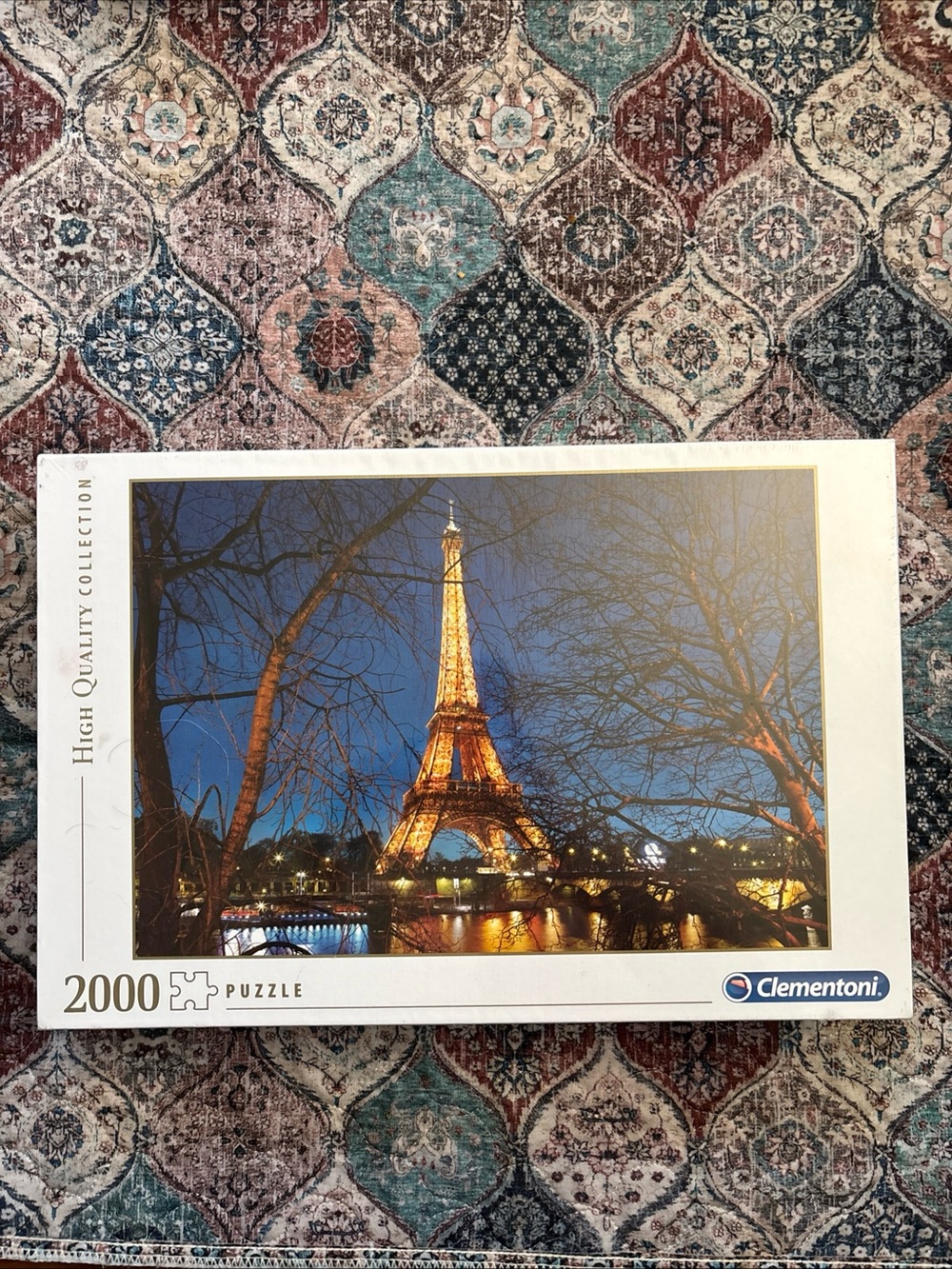 2000-Piece Eiffel Tower Jigsaw Puzzle - Gold & Blue New